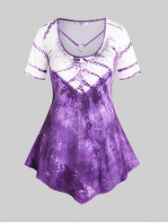 Plus Size & Curve Tie Dye O Ring Tunic Top -  