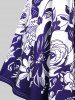 T-shirt à Imprimé Fleuri Courbe à Epaule Dénudée de Grande Taille avec Nœud Papillon - Blanc M | US 10