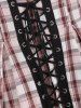 Plaid Lace Up Suspender Skirt -  