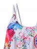 Splatter Paint Flower Flounce Tankini Swimwear -  