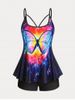 Plus Size & Curve Butterfly Galaxy Print High Waist Boyleg Tankini Swimsuit -  
