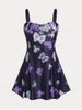 Plus Size & Curve Butterfly Padded Swimdress and Briefs Swimsuit -  