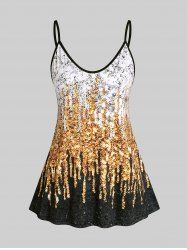 Haut à Bretelle Brillant Imprimé de Grande Taille à Paillettes - Noir XL
