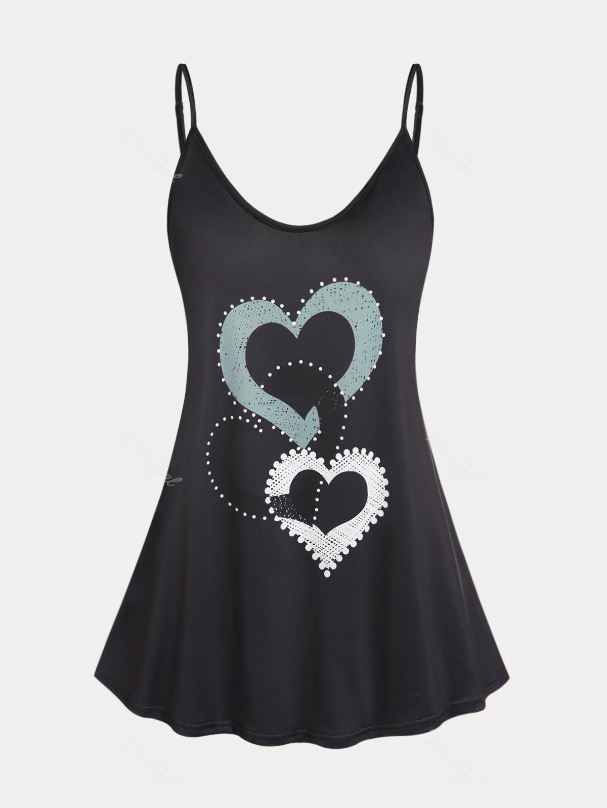 Affordable Plus Size & Curve Heart Print Tank Top  