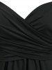 T-shirt Tunique Courbe à Bretelle Fine à Epaule Dénudée de Grande Taille à Volants - Noir 