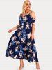 Plus Size & Curve Cold Shoulder O Ring Floral Print Maxi Dress -  