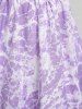 T-shirt à Imprimé Marbre à Taille Haute de Grande Taille - Violet clair 1X | US 14-16