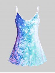 Plus Size & Curve Ombre Floral Print Cami Top -  