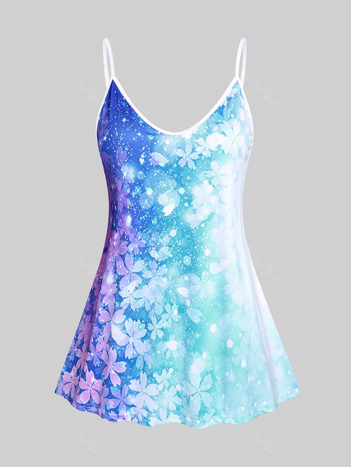 Hot Plus Size & Curve Ombre Floral Print Cami Top  