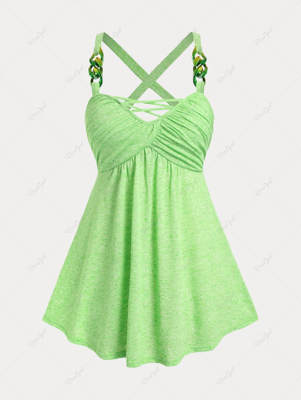New Plus Size & Curve Ruched Crisscross Tank Top  