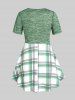 Plus Size & Curve Keyhole Plaid Crossover 2 in 1 Tee -  