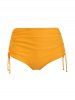Daisy Flower Keyhole Criss Cross Cinched Peplum Tankini Swimwear -  
