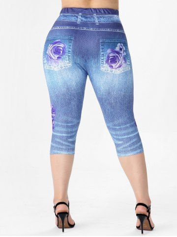 High Waisted 3D Rose Plus Size Leggings