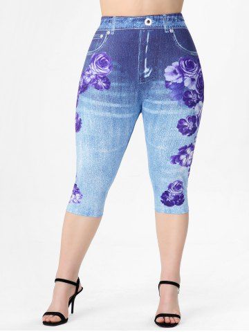 High Waisted 3D Rose Plus Size Leggings