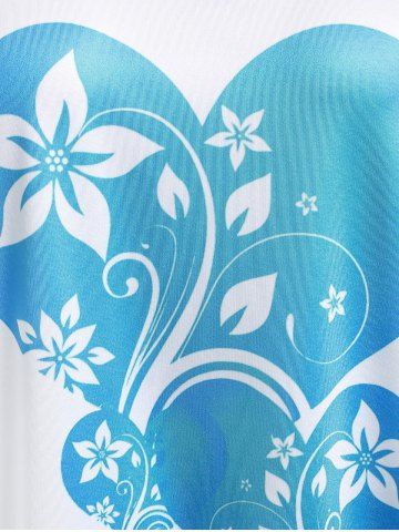 Plus Size & Curve Colorblock Heart Print Tee