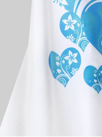 Plus Size & Curve Colorblock Heart Print Tee