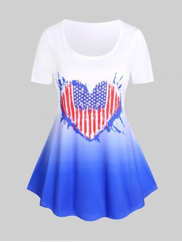 Plus Size & Curve American Flag Ombre Patriotic Tee