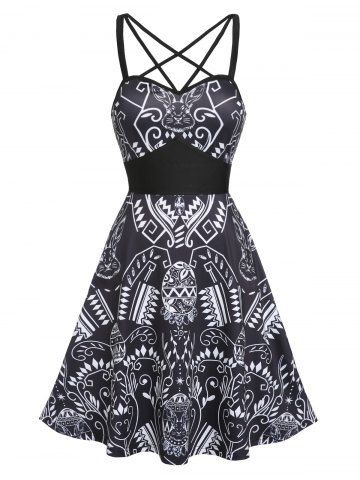 Criss Cross Rabbit Egg Easter Dress - BLACK - XXL