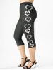 Heart Solid High Waisted Plus Size Leggings -  