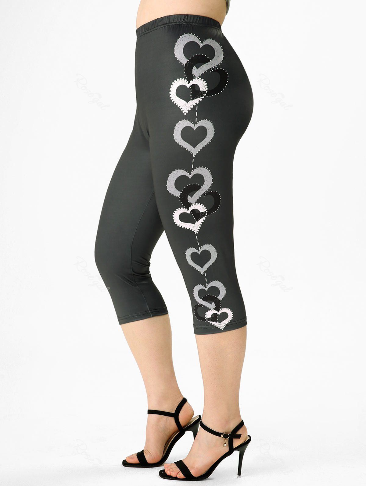 Discount Heart Solid High Waisted Plus Size Leggings  