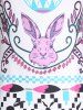 Rabbit Geometric Print Cold Shoulder Dress -  
