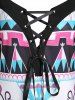Robe à Imprimé Lapin Géométrique à Épaules Nues - Violet clair XXL