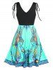 Criss Cross Printed A Line Dress -  