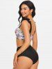 Maillot de Bain Tankini Matelassé à Imprimé Peinture avec Nœud Papillon - Multi XL