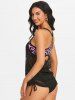Leopard Panel Lace Cinched Ruched Double Up Tankini Swimwear -  