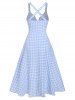 Plaid Print Sleeveless Twisted Front Dress -  