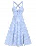Robe Tordue en Avant à Carreaux Imprimée sans Manches - Bleu clair XXL