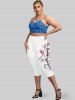 Plus Size & Curve High Waist Floral Print Capri Leggings -  