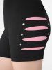 Short Déchiré Découpé en Echelle de Grande Taille - Noir 1X