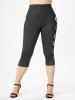 Heart Solid High Waisted Plus Size Leggings -  