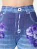 Legging 3D Rose à Taille Haute de Grande Taille - Bleu M | US 10