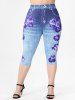 High Waisted 3D Rose Plus Size Leggings -  