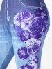 High Waisted 3D Rose Plus Size Leggings -  