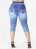 High Waisted 3D Rose Plus Size Leggings -  