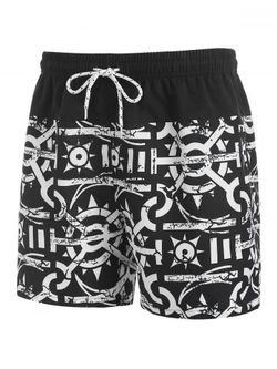 Shorts de Playa con Estampados de Bohemia con Cordones - BLACK - XXL