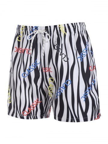 Classic Zebra Print Casual Shorts - WHITE - XXL