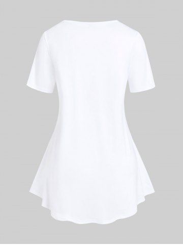 Plus Size & Curve Earth Pattern Short Sleeves Tee