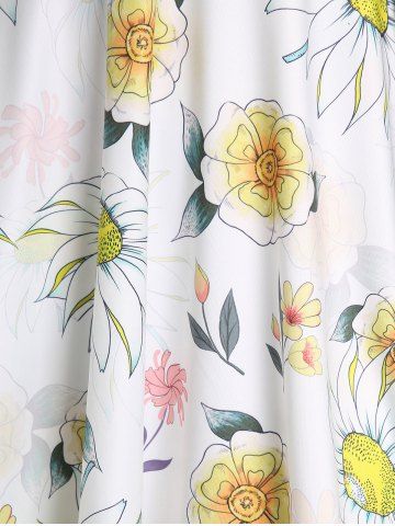 Sunflower Printed Skew Collar High Low Dress