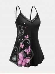 Plus Size & Curve Butterfly Print Tank Top -  