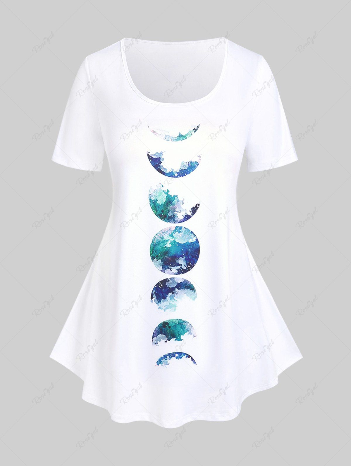 Outfits Plus Size & Curve Earth Pattern Short Sleeves Tee  