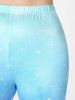 Ombre Mermaid Print Tank Top and High Waist Galaxy Capri Leggings Plus Size Summer Outfit -  