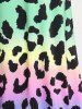 Leopard Rainbow Print Tank Top and Sparkle Metallic Party Pants Plus Size Festival Outfit -  