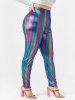 Leopard Rainbow Print Tank Top and Sparkle Metallic Party Pants Plus Size Festival Outfit -  