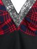 Sequin Plaid Empire Waist Tank Top and Chain A Line Skirt Plus Size Festival Outfits -  
