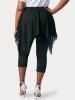 Plus Size & Curve Chiffon Overlay D Ring Cropped Skirted Pants -  
