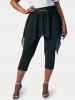 Plus Size & Curve Chiffon Overlay D Ring Cropped Skirted Pants -  